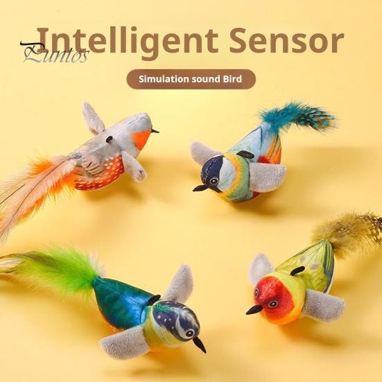 Pouncing Cat Toy Chirping Bird Interactive Simulation Electric Touch Activated Hunting Instinct Plush Teaser for Indoor Cats And Dogs Sounds