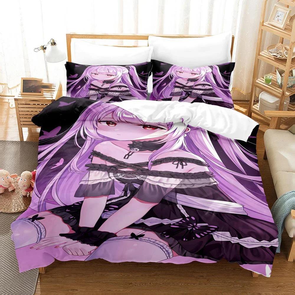 3D Printed Uruha Rushia Hololive Butterfly Girl Bedding Set Boys Girls Twin Queen Size Duvet Cover Pillowcase Bed Kids Adult