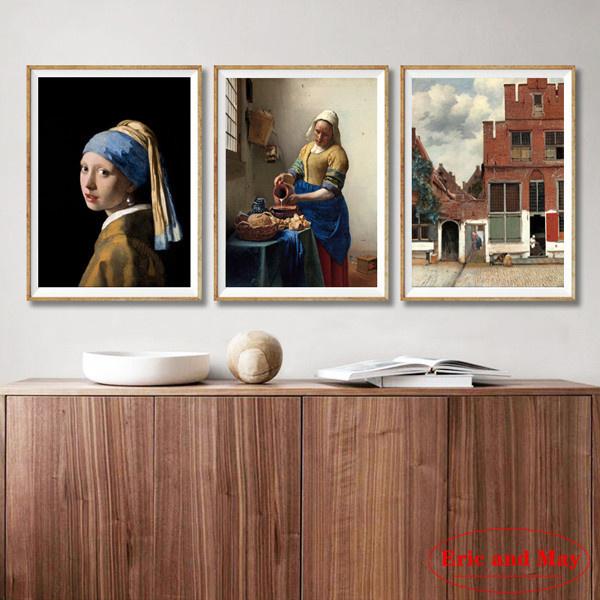 Girl With A Pearl Earring Posters And Prints Wall Art Canvas Painting Pictures Hot Retro Style Aesthetic Room Decor Plakat