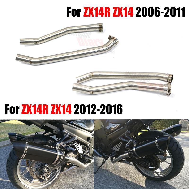 For Kawasaki ZX14-R ZX-14R ZX14R ZX14 2006-2011 2012-2016 Motorcycle Exhaust System Slip-On Middle Link Pipe Racing Bike Elbow