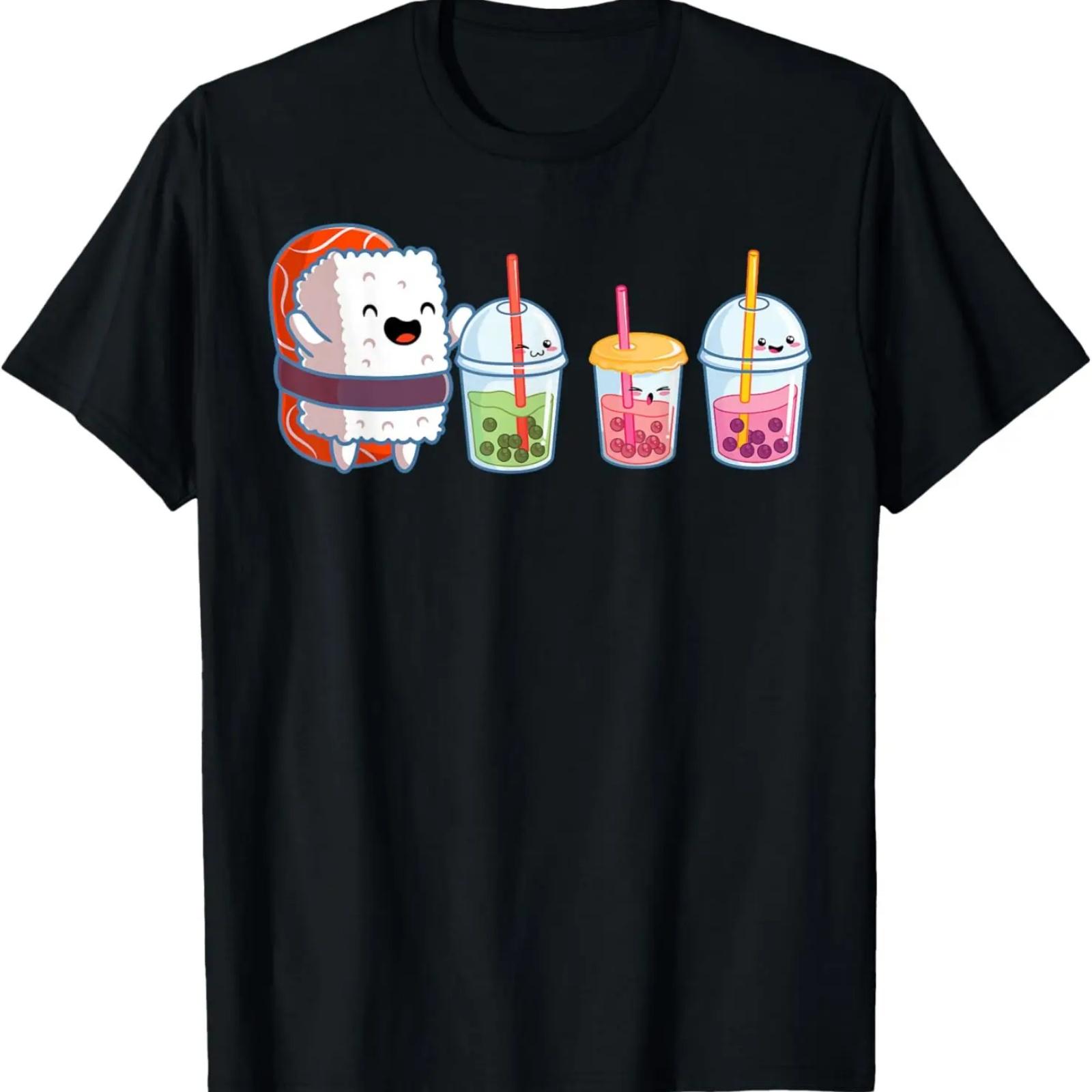 

Boba Tea And Sushi Funny Kawaii Bubble Tea Lover Graphic T-Shirt XXXXXL чорний