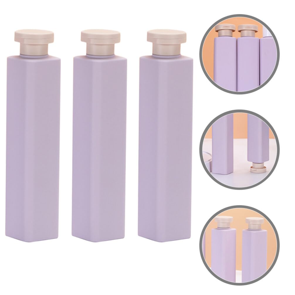 NUOLUX 250ml Travel Shampoo Bottle, Large Capacity, Slim, 3-Pack, Square Shape, Portable Travel Bottle, Refillable, Space-Saving, Stylish, Portable,