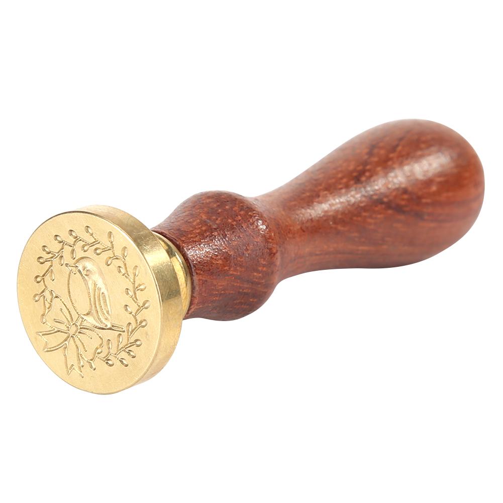 3D Carve Plant Pattern Seal Wax Stamp Wedding Invitation Wood Handle Stamp Cards DIY Antique Handle Initial Stamp Chapter