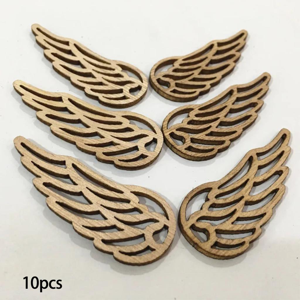 40Pcs/bag 4 Styles DIY Angel Wings Wooden Chips Decorative Embellishments Crafts Scrapbook Hand-made Graffiti Button Accessories
