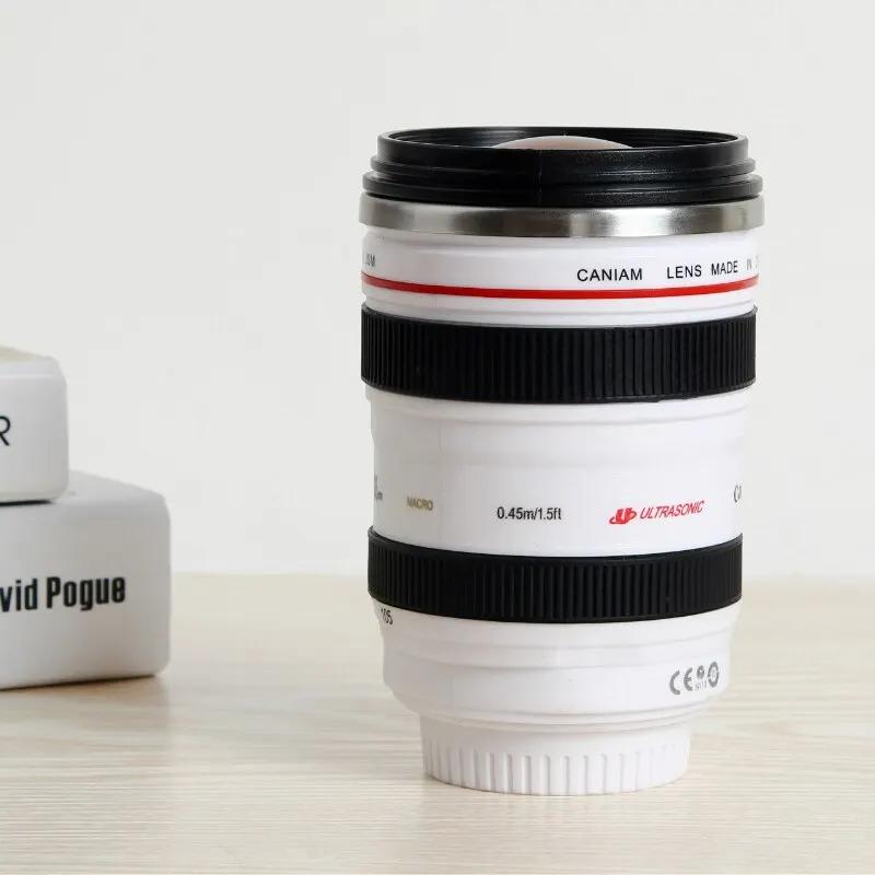 Lens Cup Camera Camera Lens Model Plastic Casual Cup with Lid EF24-105mm Coffee Mug White Black Coffee Mugs Creative Gift