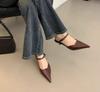 Retro Street Style Design Dünne Hohe Absätze Spitze Zehen Frauen Pumps Schnallenriemen Bankett Party Slingbacks Weibliche Mules Schuhe