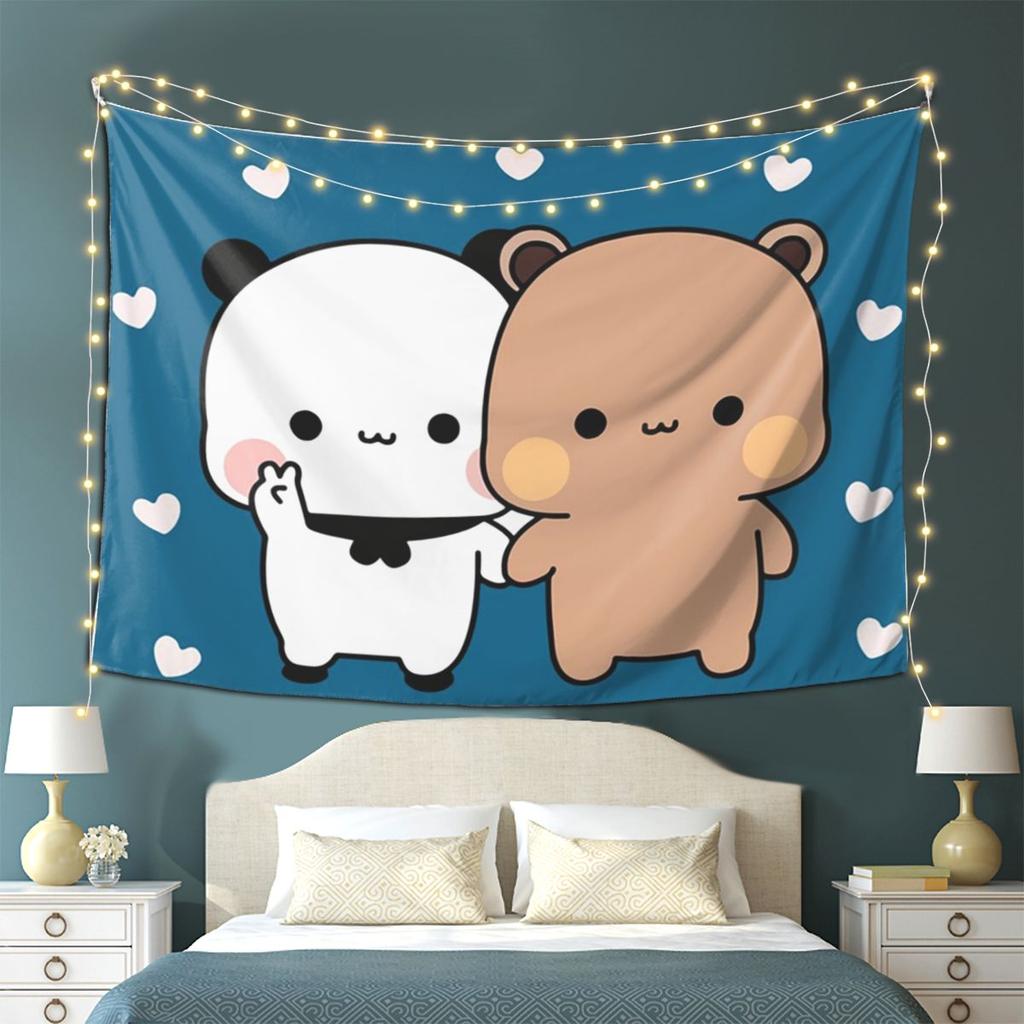 Peach And Goma Bubu Dudu Balloon Tapestry Wall Hanging Aesthetic Home Decor Tapestries for Dorm Room