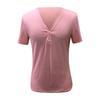 Men's Thin Button V-neck Solid Color Street Casual T-shirt