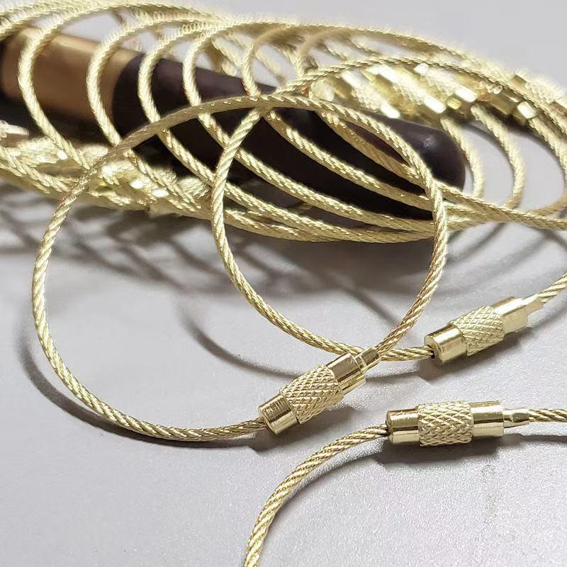 Gold-Plated Wire Ring Universal Tag For Bags And Cartoon Keys, Stainless Steel Electroplated Wire Chain