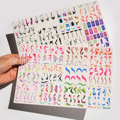 Abstract Smiley Face Water Soak Nail Stickers - Large Sheets