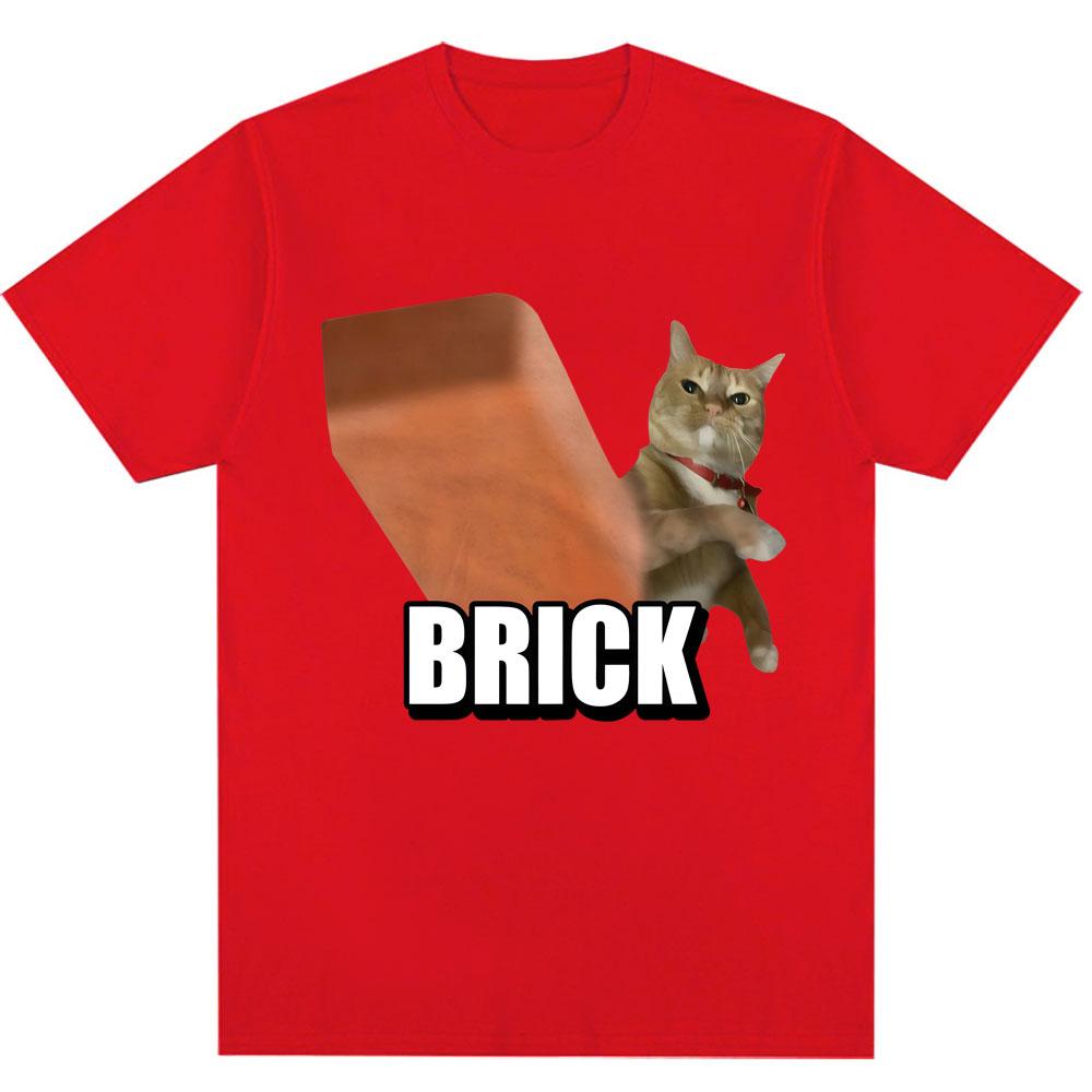 

Funny Cat Throwing Brick Meme Graphic T-shirt Men Women Fashion Humor T Shirts Harajuku Cotton Casual Summer T Shirt S