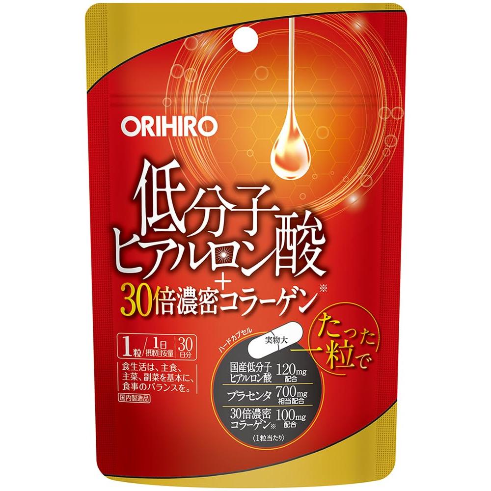 Orihiro Low-Molecular Hyaluronic Acid + 30x Intensive Collagen Supplement, 30 Tablets