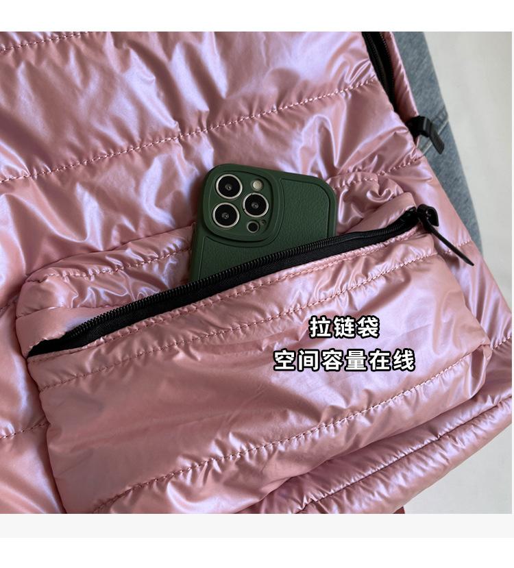 Solider Daunen-Rucksack Große Kapazität Gesteppter Rucksack Teenager Schüler Schultasche Mehrere Taschen Rucksack Puffer Baumwolle Vielseitig Bücherrucksack
