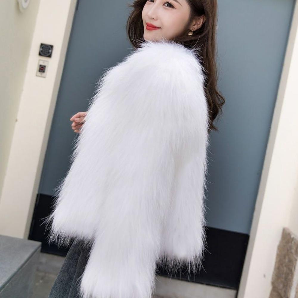 Autumn and Winter New Imitation Fox Fur Coat Female Young Small Short Slim-fitting Encrypted Padded Wool Coat
