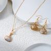 Bohemian Shell Necklace Earrings Set for Women Trendy Scallop Gold Plated Dangle Earring Clavicle Chain Party Jewelry Gift