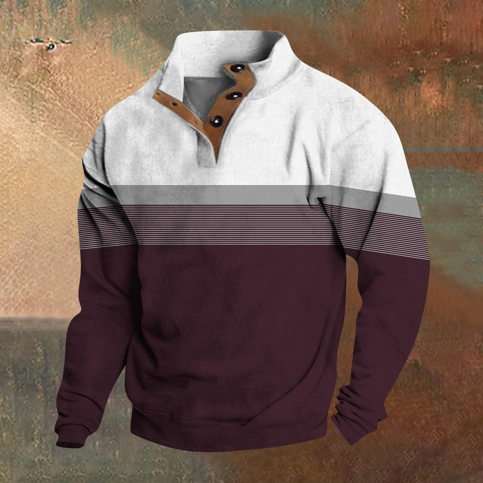 

Весенне-осенняя мужская толстовка с воротником-стойкой на открытом воздухе, повседневные свитера, топы L винный