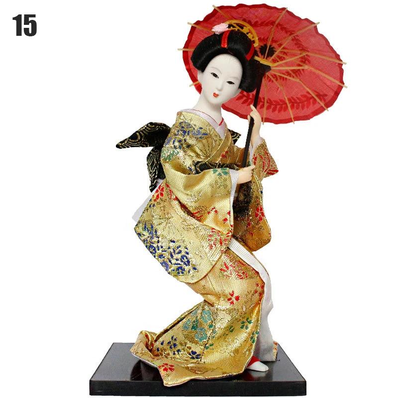 Japanese Geisha Doll Asian Handmade Crafts Kimono Doll Home Table Decor Miniature Figurines Sculpture Collection Gift Creative