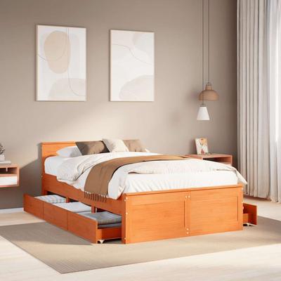 Vidaxl Bed Without Mattress, With Headboard, Waxed Brown, 135X190 Cm
