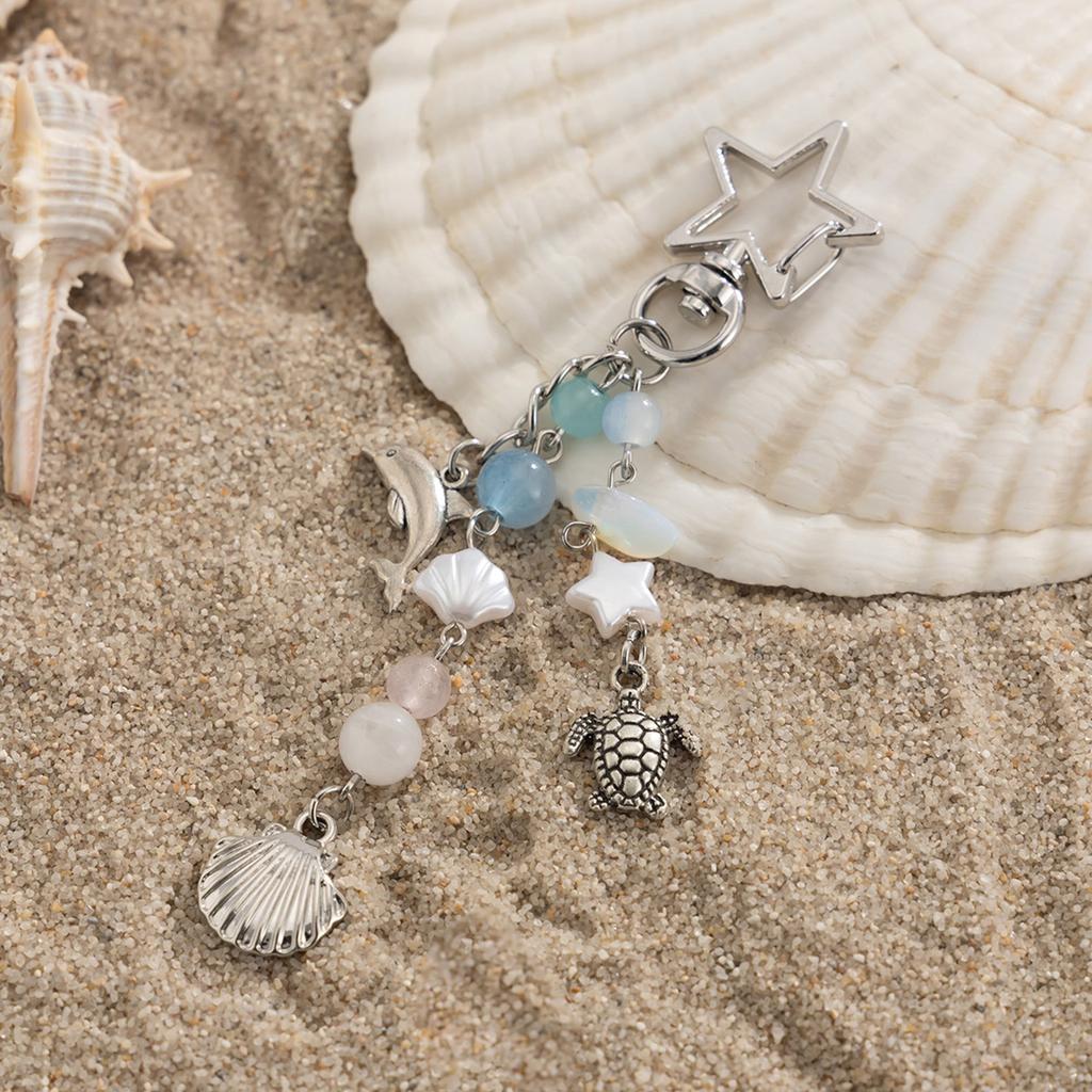 Oceanics Themed Dolphin Seashells Turtles Keychain Portable for Travel Enthusiasts And Personalize Accessories Lovers
