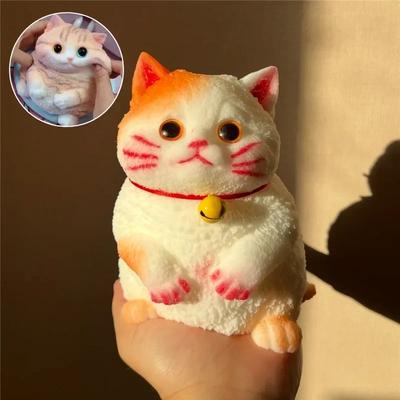 Schreibtisch-Ornament Fidget Toy Kawaii Plüsch Glückskatze Langsam aufsteigend Knetbar Anti-Stress-Abbau Sensorische Angstlinderung Langlebiges Spielzeug