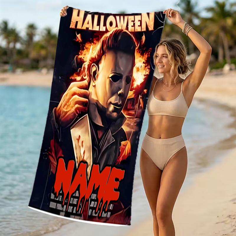 Customizable personalized beach towels Michael Myers themed designs.Suitable for the beach, yoga, sports;ideal as beach accessories