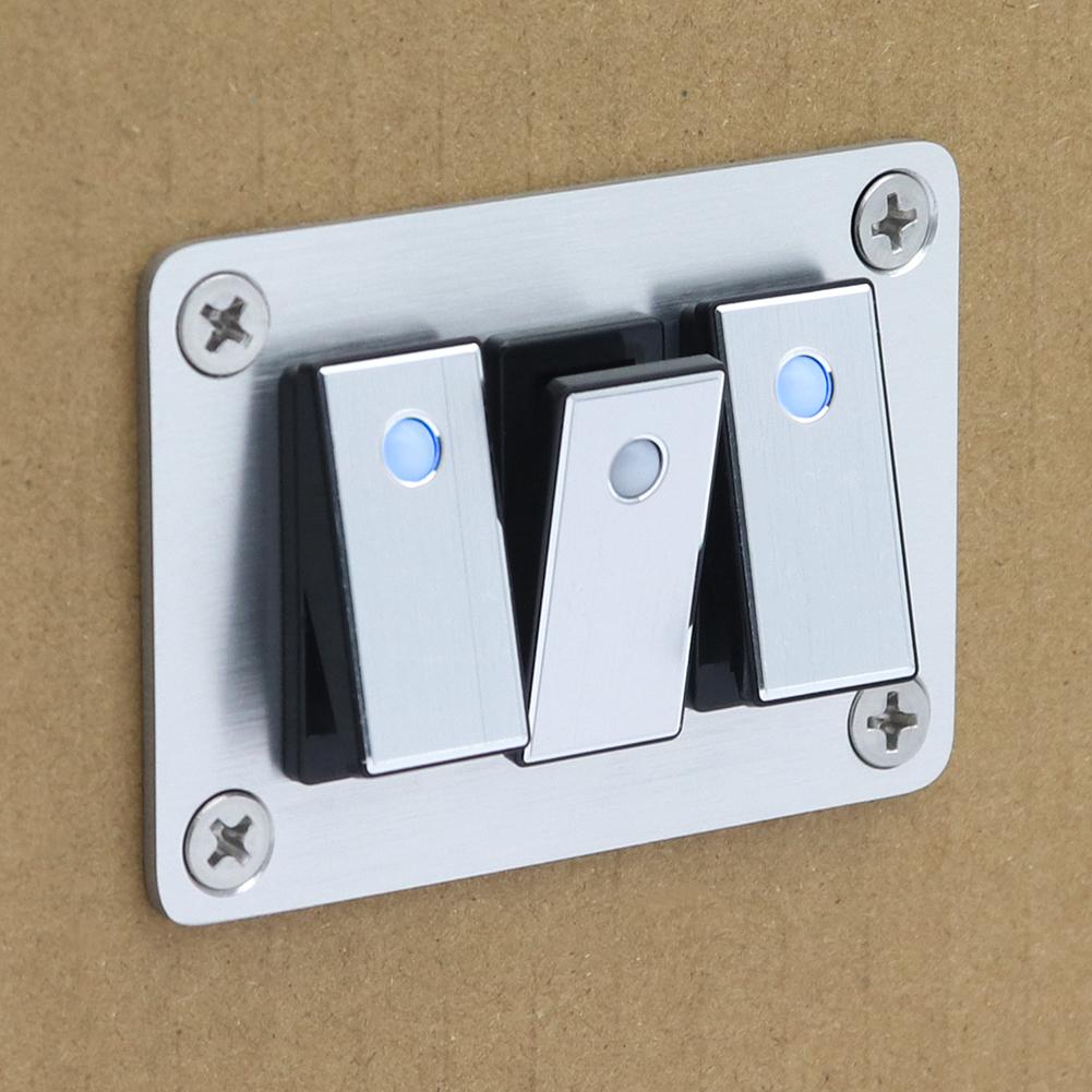 1PCS Boat-shaped Switch Brushed Aluminum Plate Multi-road Switch Panel 5-24V 16A Per Channel For Automobiles/ships/yachts