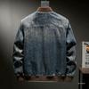 Men's Trendy Retro Motorcycle Denim Jacket - Slim Fit, Fashionable Baseball Collar for Autumn and Winter.