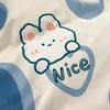 Blue Love Duvet Cover Set Heart Shaped Cute Rabbit Print Bedding Sets For Women Girls Teens Bed Set Flat Sheet Reversible Covers