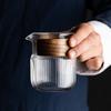 Vertical Grain High Borosilicate Glass Fair Cup Insulated Tea Infuser Household Tea Ceremony Accessories