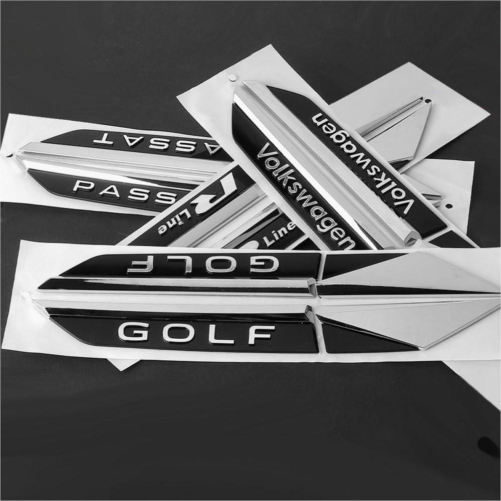 3D Car Fender Side Blade Emblem Stickers Auto Decorative Accessories For Volkswagen VW Passat Rline Golf Touareg Tiguan CC T-ROC