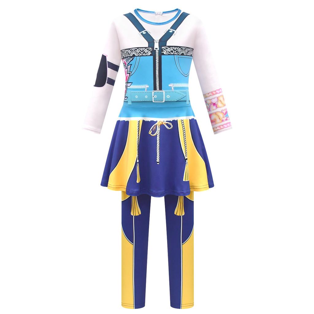 Kids Girls Anime Cartoon POP Singer Super Star Printed Jumpsuit Bag Set Halloween Cosplay Costumes