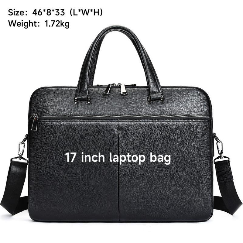 Men s Leather Handbag Business Commuting Briefcase Large Capacity 17 Inch Laptop Foreskin Bag Men