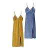 Spring 2025 Women's Lace Velvet Slip Dress - Slim Fit, Sexy Patchwork Design