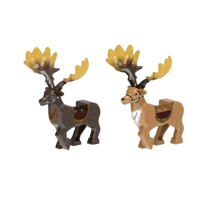 MOC Mittelalterliche Bausteine Figur Zubehör Zoo Afrikanischer Elefant Kamel Hirsch Wolf Krokodil Kriegspferd Mini Ziegel Spielzeug Geschenk R058