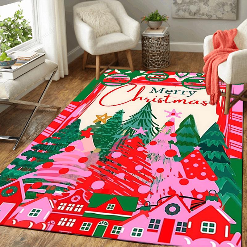 1Pc Santa Claus Reindeer Rug Office Carpet Indoor Outdoor Doormat Nonslip Soft And Comfortable Living Room Christmas Halloween Gift D91817
