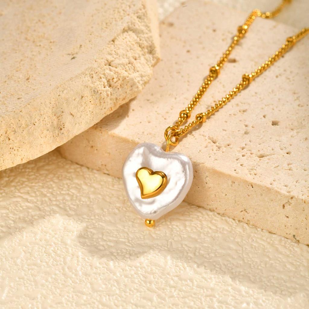 Stainless Steel Bowkont Square Necklace for Women,Flower Heart Shaped Cherry Spacer Bead Chain Necklaces,Trendy Jewelry Gifts