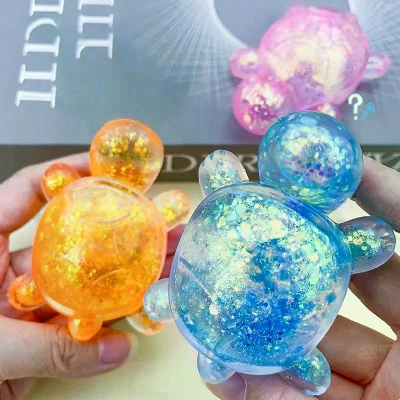 Capybara Turtle Glitter Decompression Toy Soft Cute Animal Stress Relief Slow Rebound Squeeze Toy For Adults And Children Gifts