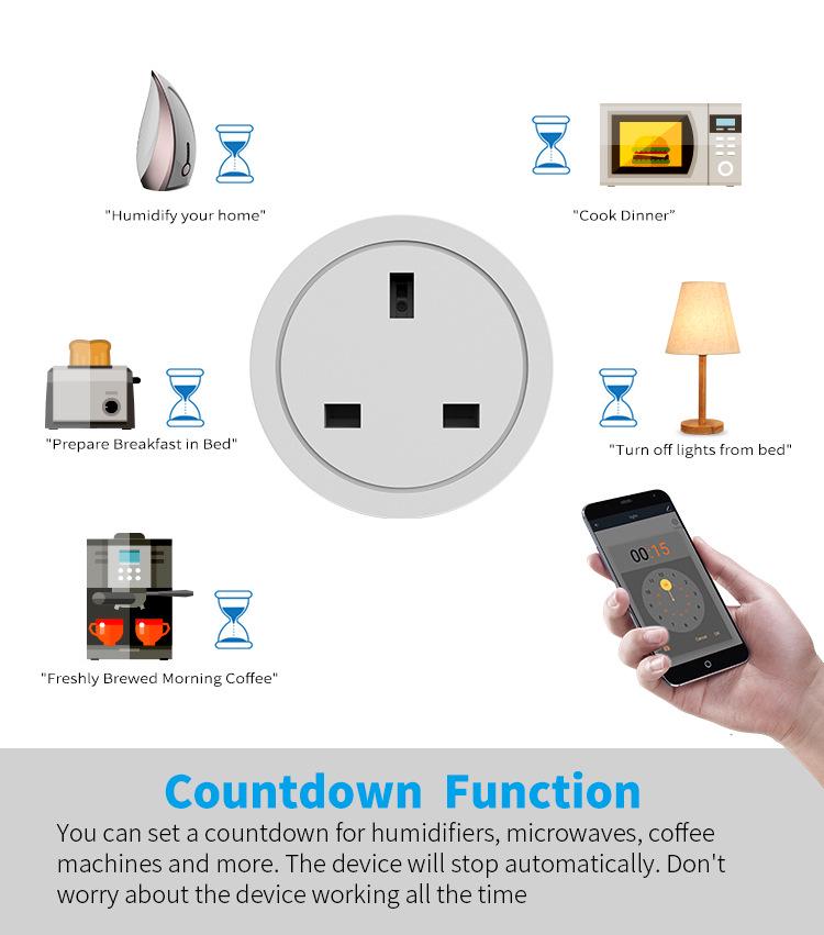 UK Graffiti Smart Socket 16A: WiFi Remote Control, Metering, Timer, Alexa Voice Compatible