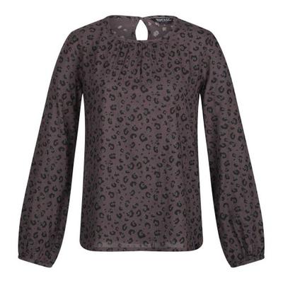 Womens/Ladies Hadria Leopard Print Keyhole Long-Sleeved Blouse