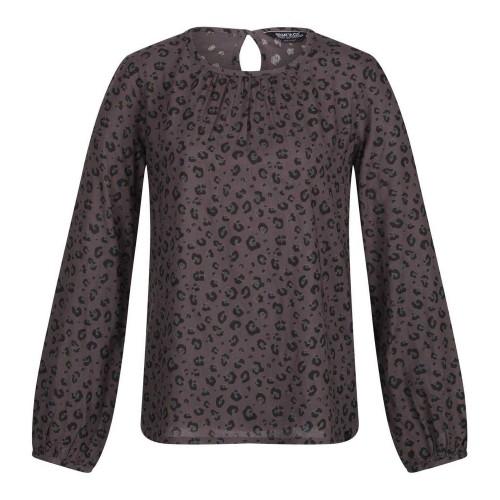 Regatta Womens/Ladies Hadria Leopard Print Keyhole Long-Sleeved Blouse