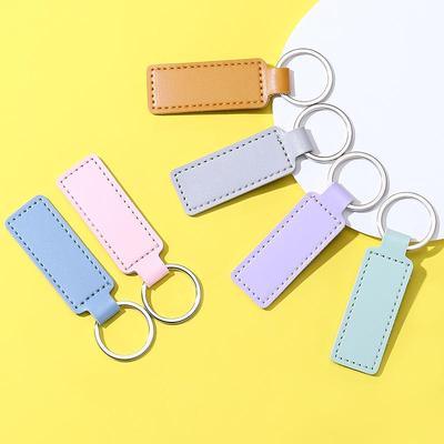 Solid Color PU Leather Keychain: Elegant Gift Pendant for Couples & Car Keys