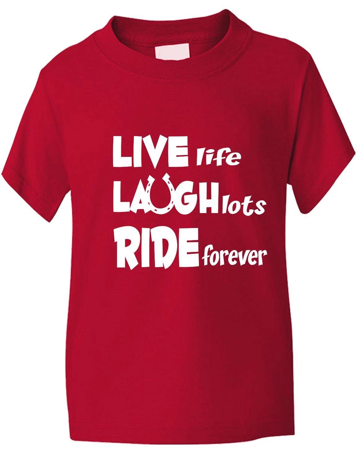 Live Laugh Ride Horse Riding Equesterian Funny Pony Kids T shirt Age 1-13 L