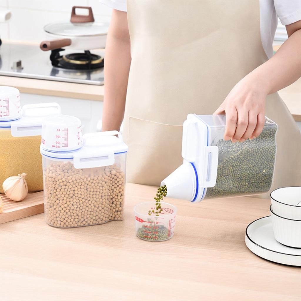 Transparenter Kunststofftank, Reisaufbewahrungsfass, Haushaltsnahrungsmittelbehälter, Getreideaufbewahrungsbox für Haferflocken, Getreide, Müsli, Nudeln
