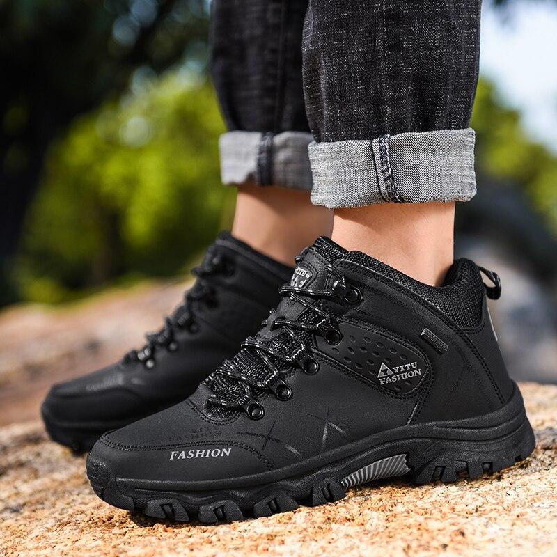 Winter Hiking Shoes Men Snow Boots Anti -Collision Leather Sneakers Waterproof Keep Warm Men 'S Casual Boots
