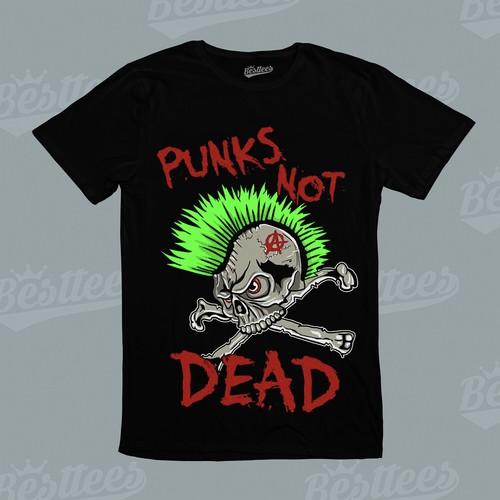 Punks Not Dead Music Band Skull Skeleton Group Hard Core Tee T-shirt S разноцветный
