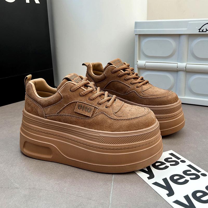 Lace-up Casual Big-headed Single Shoes Women's Spring New Small Thick-soled Muffin Shoes Matte Retro Bread Shoes