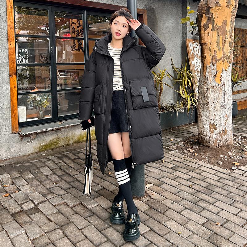 Autumn Winter Thicken Warm Parka Women Casual Solid Color Big Pocket Loose Long Hooded Coat Jackets Outwear