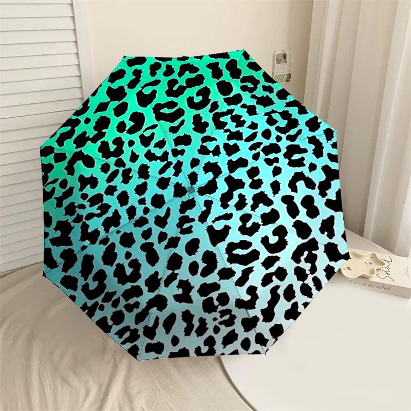 

1PC Leopard print Umbrella-9-Rib Reinforced, Automatic Open, Lightweight & Durable, Cute Fashion Accessory for Outdoor-P0727