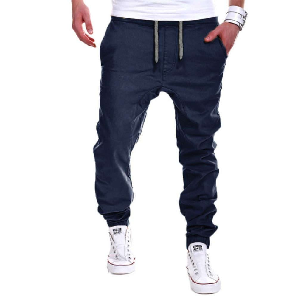 Pantalon de survêtement pour hommes, couleur unie, avec cordon de serrage, taille élastique, sport décontracté, entraînement, Fitness, ample, survêtement