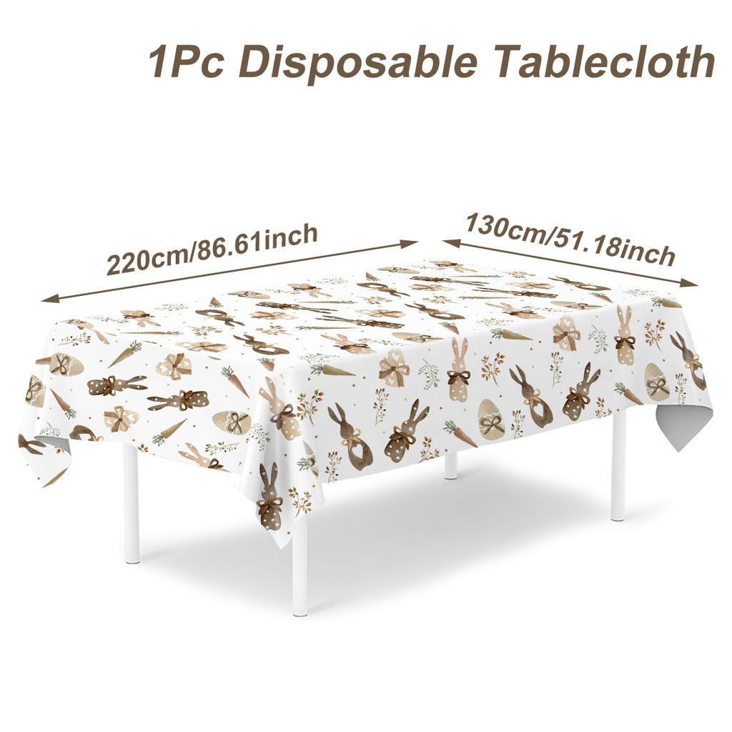 Easter Bunny Eggs Plastic Waterproof Tablecloth Easter Decor For Home 2025 Plants Table Cloth Easter Party Supplies Decor